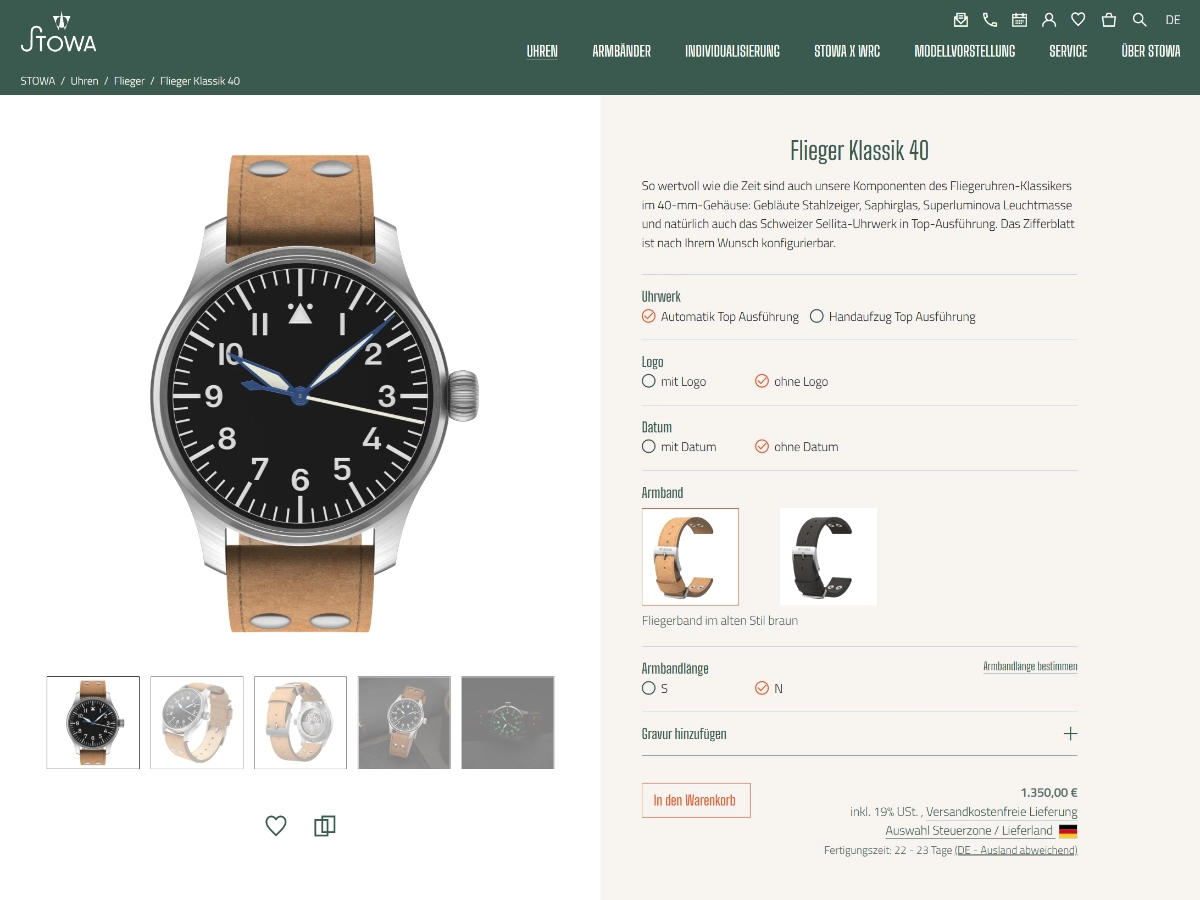 STOWA Online-Konfigurator Interface